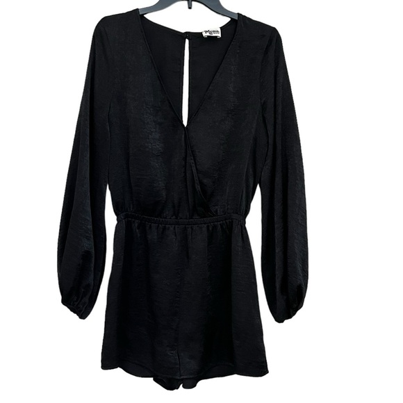 Show Me Your MuMu Pants - Show Me Your Mumu Black Kelsey Romper Women’s M Long Sleeve V-Neck
